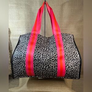 Viv & Lou Hot Pink & Coral Leopard Neoprene Tote Brand New
